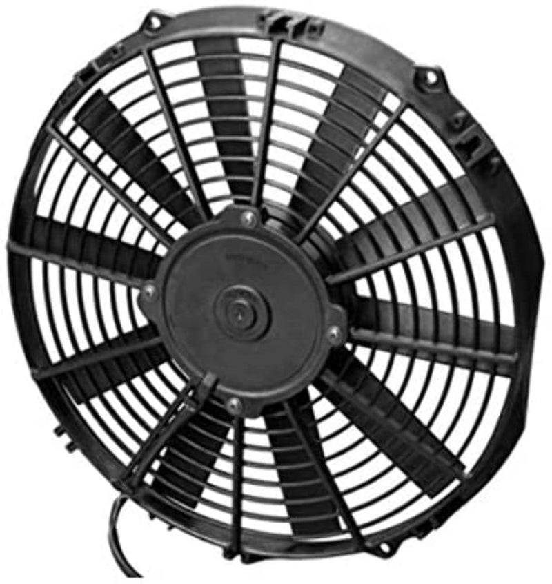 Spal Electric Cooling Fan, Low Profile, 12 in Fan, Pusher, 856 CFM, 12V, Straight Blade, 13.188 x 12.625 in, 2 in Thick, Plastic, Each
